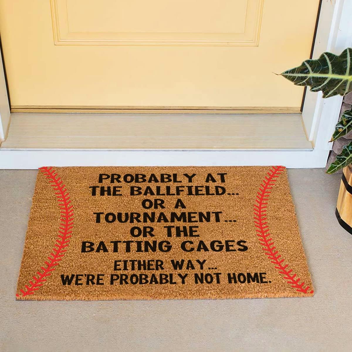 Funny Coir Doormat Probably at the Ballfields Baseball Welcome Front Porch Decor Doormat For The Entrance Way Personalized Rugs Non Slip Entry Mat Coconut Coir Funny Outdoor Mat 23.6 x 15.7 inch