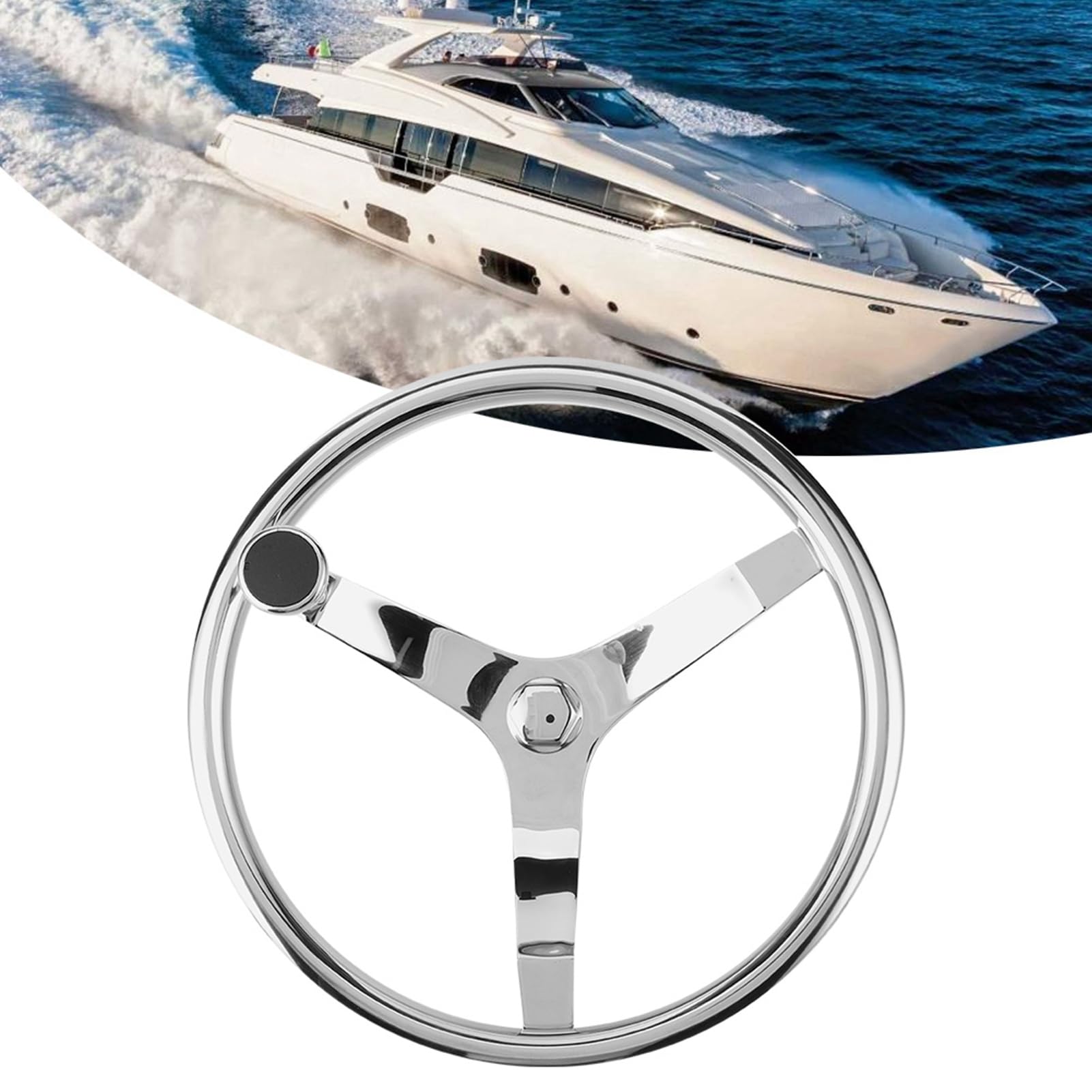 Volante Barca, 3 Razze Volante Per Barcas Albero Conico Standard 3/4 Di Pollice Forniture Per Barche Albero Conico 3/4 Pollici Per Barca Per Accessori Per Barche