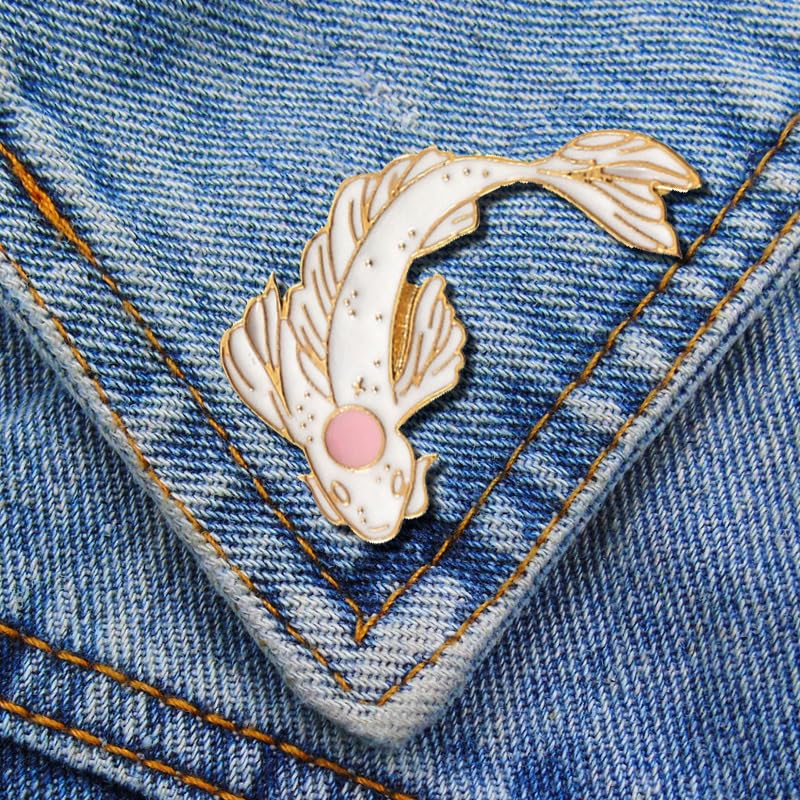 Image of 2Pcs coadipress Lovely Fish Brooch Enamel Lapel Brooches Pin Set Cute Cartoon Koi Fish Pins for DIY Backpacks Clothes Bags Jackets Hat Jewelry Accessories Gift
