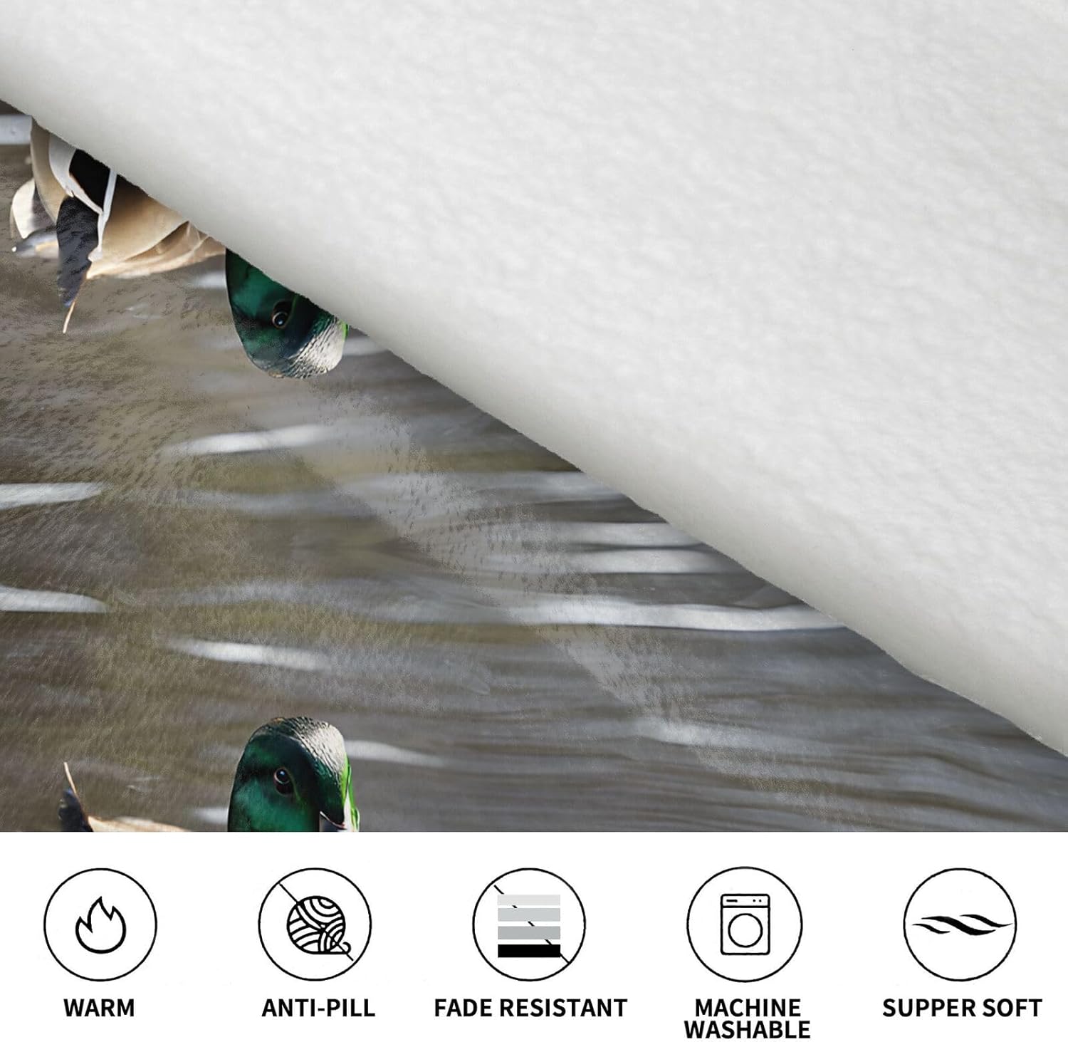 Mallard Duck Print Blanket Hoodie Fleece Sweatshirt Blanket With Sleeves And Pockets