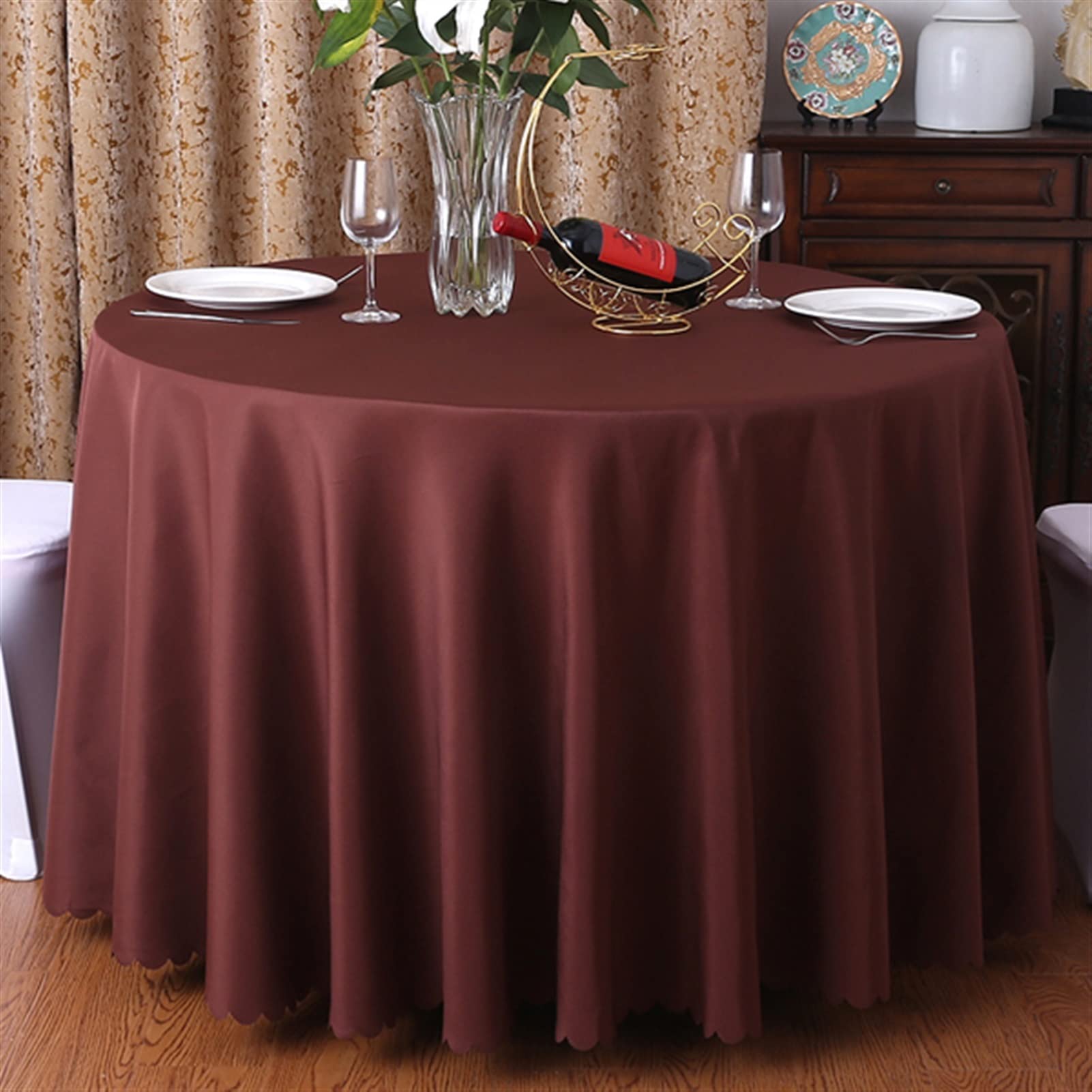 Nappe de polyester ronde surjetée couvercle de table de banquet