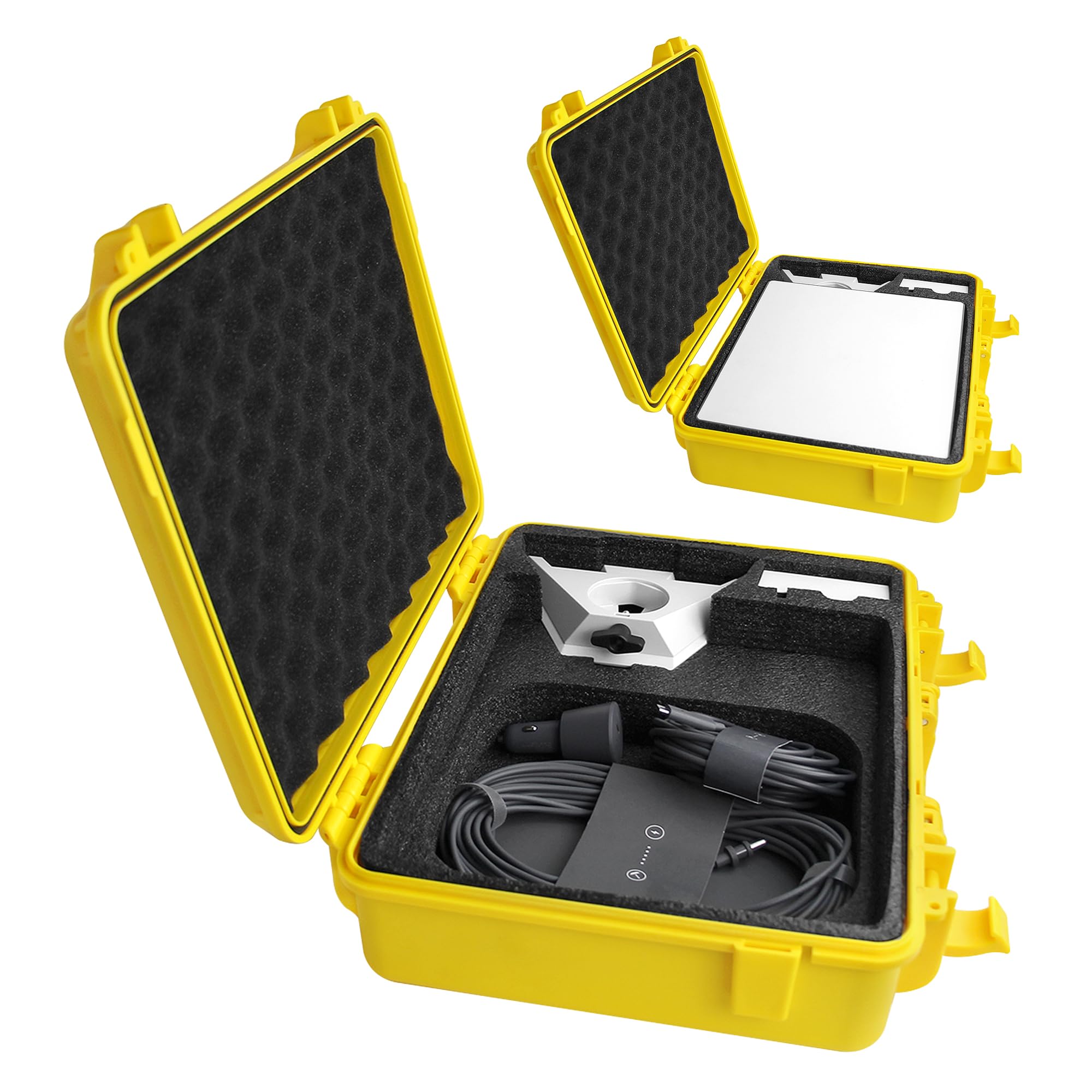 Waterproof Hard Case fits Starlink Mini Dish Kit -Precision Cut Foam for Starlink Mini, Kickstand, Pipe Adapter, Power Supply (Yellow)