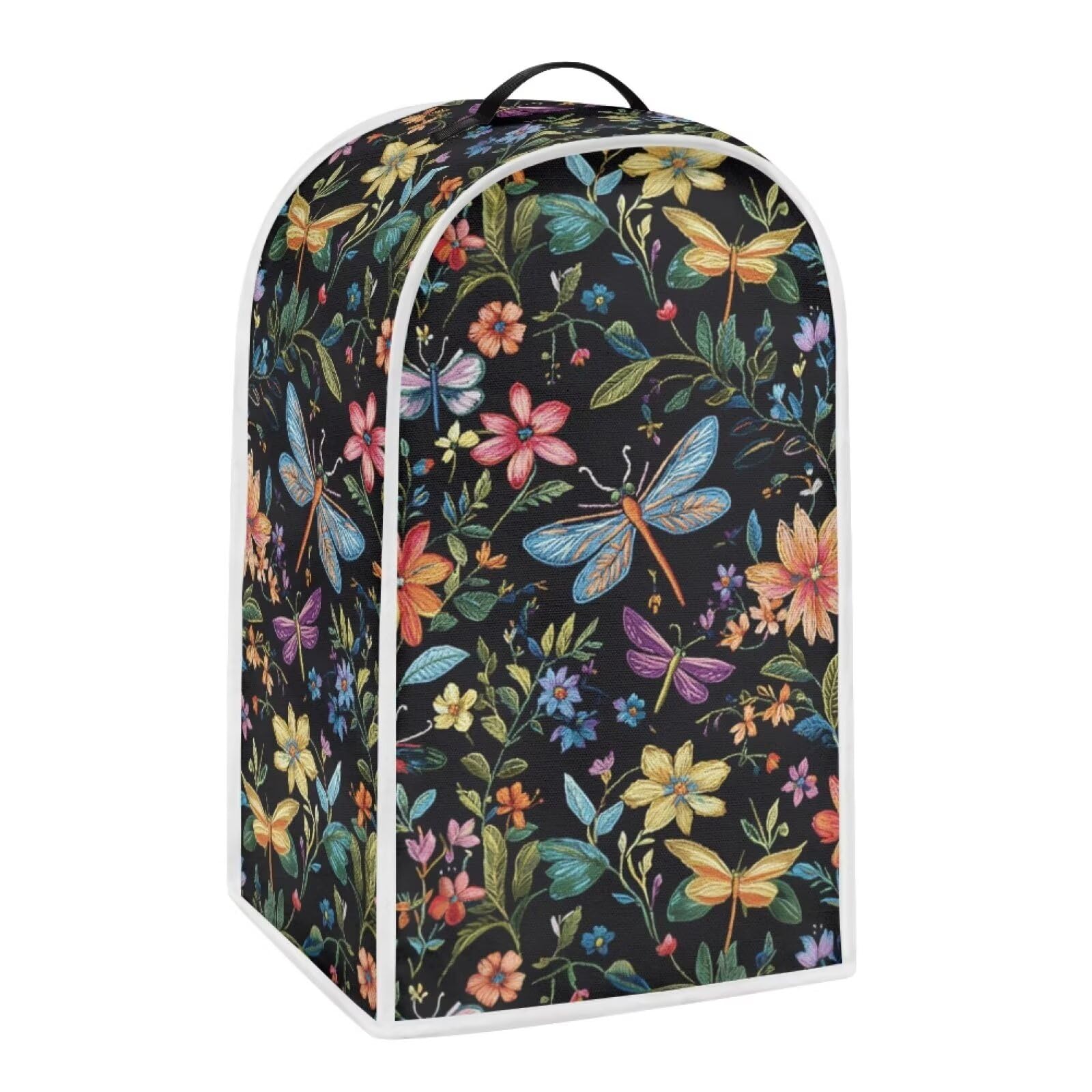 YUVAMAGIMO Dragonfly Flower Blender Cover with Top Handle Portable Stand Mixer or Coffee Maker Cover Machine Washable Kitchen Appliance Dust Cover for Food Processor Holiday Decoration