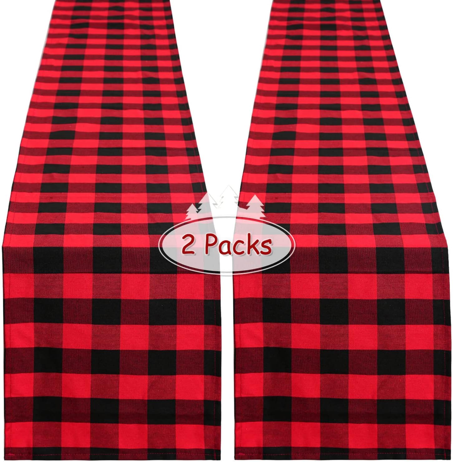 MoKoHouse Buffalo Plaid Table Runner 2 Pieces 13 x 84 inch Black and Red Plaid Table Runner Christmas Party Table Decorations