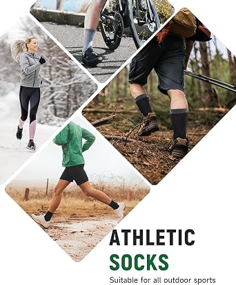 TANSTC Merino Wool Hiking Socks, Cushioned Walking Socks for Men Women | 50% Merino wool blend, temperature regulating, moisture wicking, breathable comfort, cushioned support, reinforced heel & toe