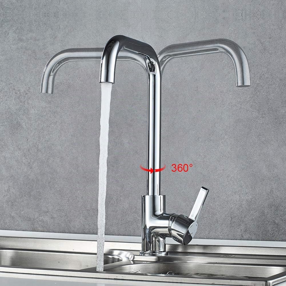Ibergrif M22105 Grifo de Cocina con Caño Alto, Grifo para Fregadero Giratorio 360 °, Cold Start, Ahorro de Energía, Cromado