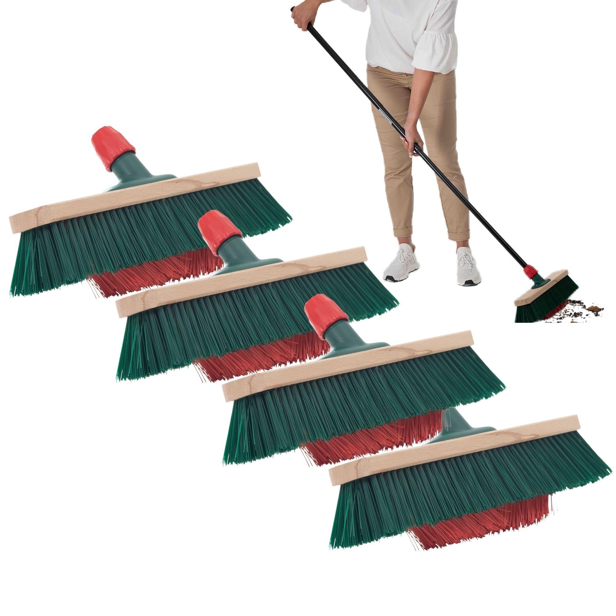Novaliv Gartenbesen Elaston 40 cm Besenkopf 3 Stück mit V-Borsten Elaston Ideal als Besen draußen Straßenbesen Harte Borsten Terassenbesen Hofbesen Stallbesen Kehrbesen Industriebesen Outdoor Broom