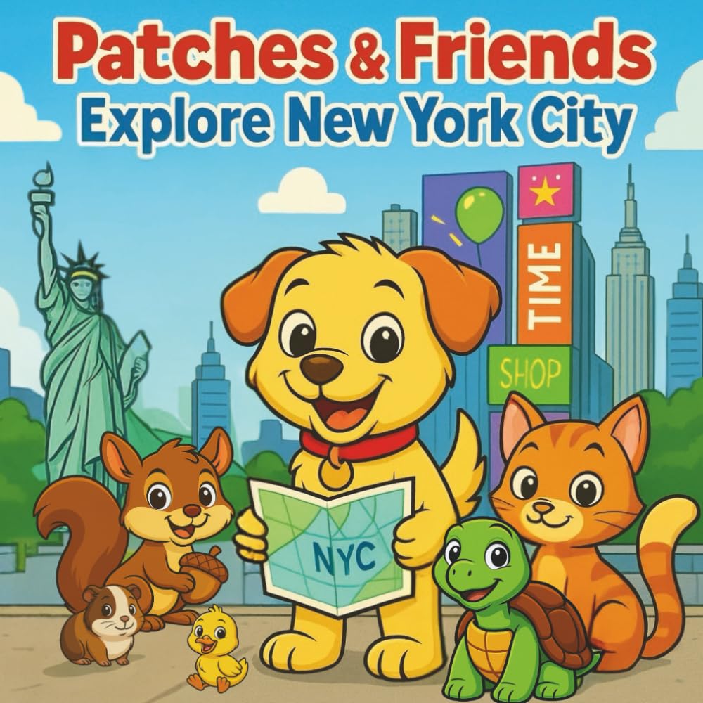 Patches & Friends Explore New York City: NYC Landmarks Coloring Book for Kids Ages 3–8: Cute Animal Characters, NYC Scenes, Learning Fun, Perfect for Travel, Gifts, and Classrooms
