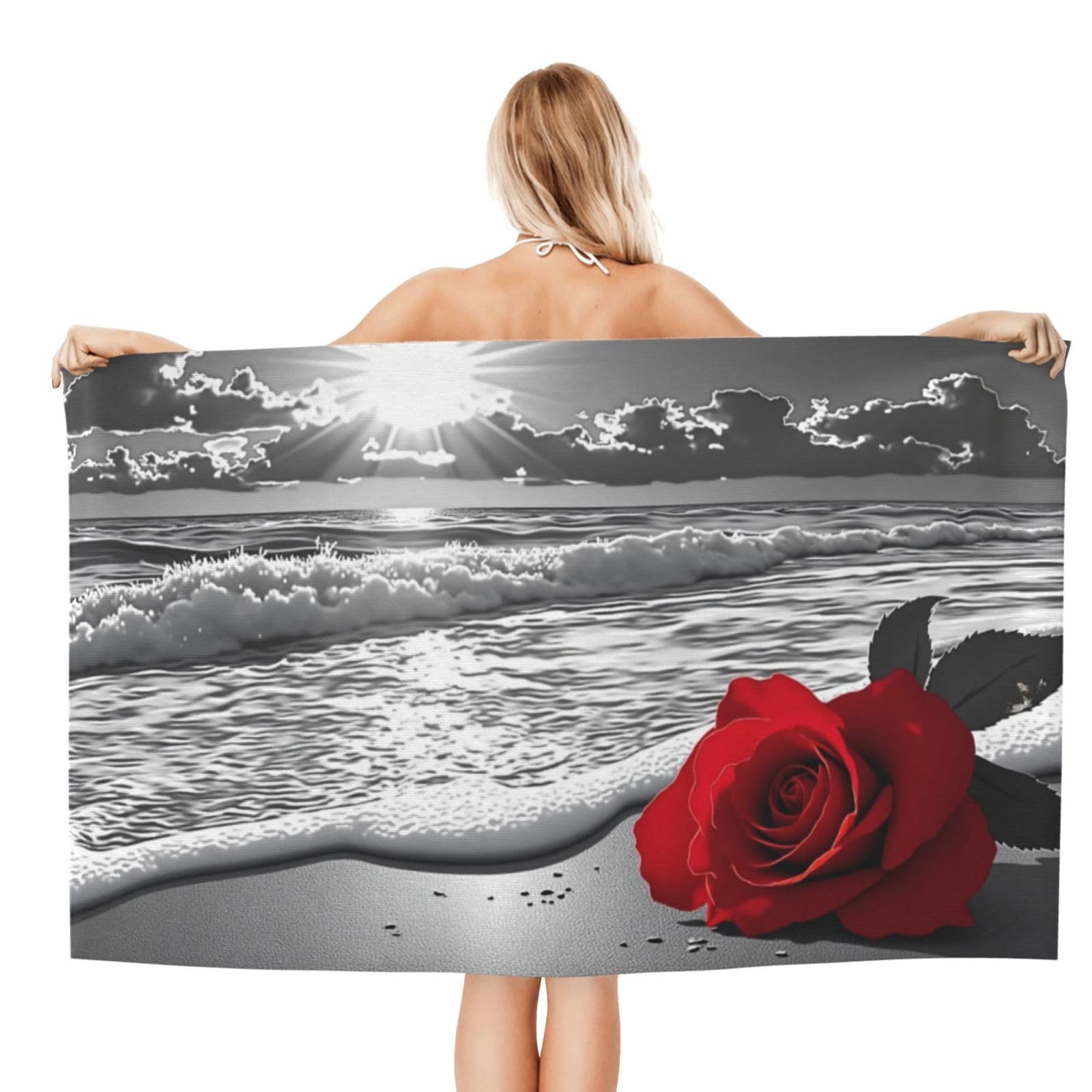 Anceky Beach Towel for Women, Sunset Rose Beach Sand-Free Microfiber Ultra Soft Lightweight Bath Towels for Outdoor Bathroom Swimming 32"X52"