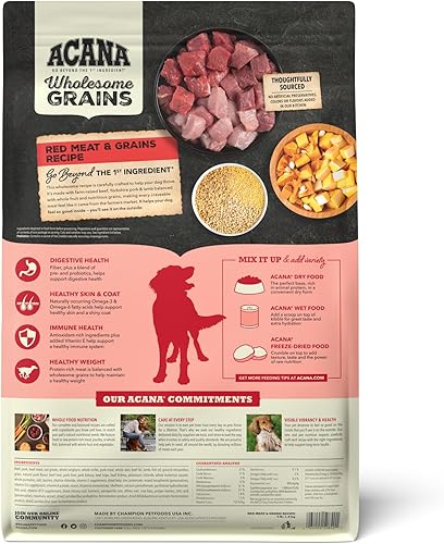 Miniatura 2 de ACANA Wholesome Grains - Alimento seco para perros, carne roja y granos, carne de res, cerdo y cordero, sin gluten, 4 libras