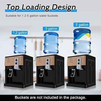 Desktop Water Cooler, Dispenser by Top Loading, Electric Hot and Cold Water Cooler for Home Office Use 110V (Champagne Gold)