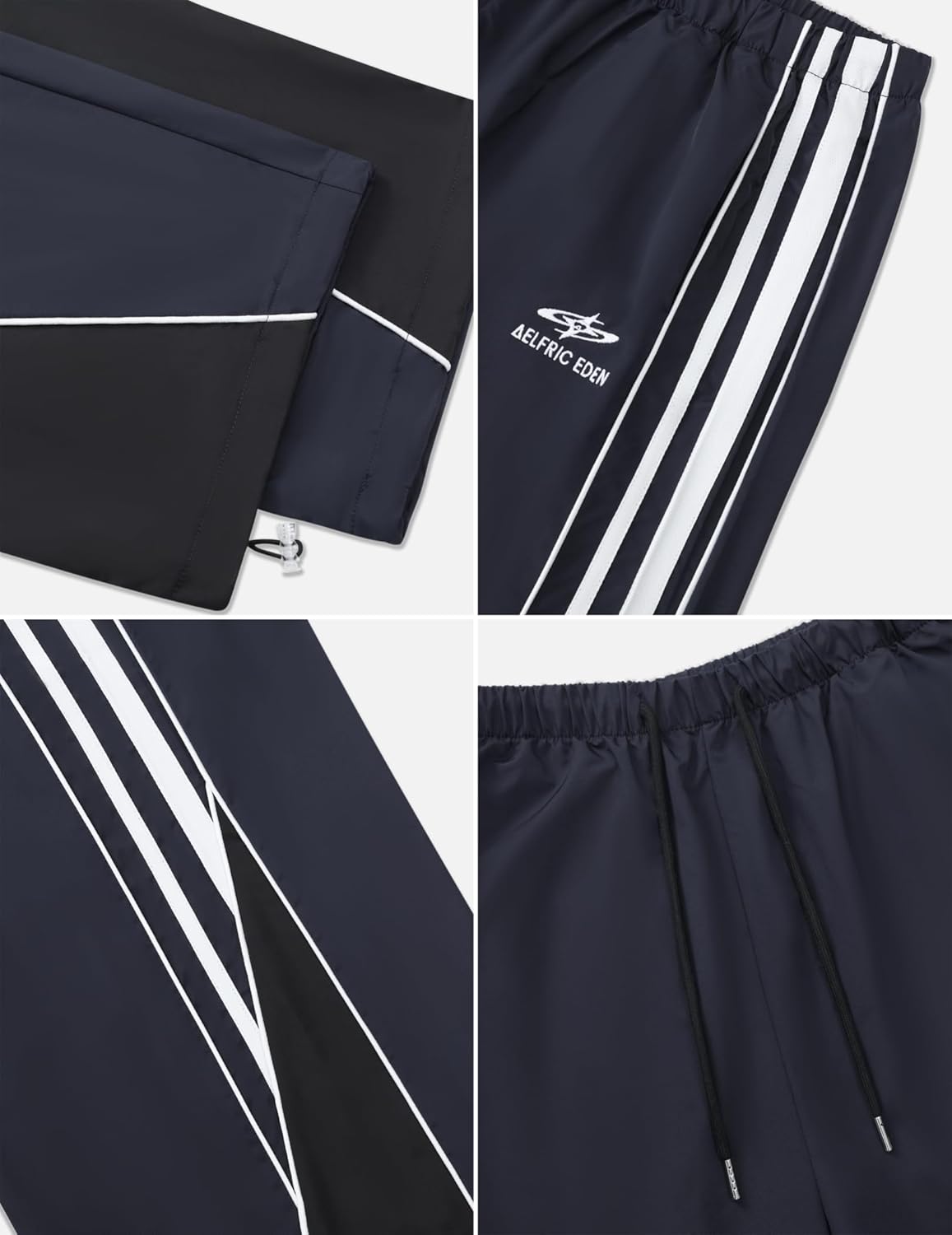 Aelfric Eden Womens Embroidery Patchwork Striped Track Pants Unisex Baggy Sweatpants Wide Leg Drawstring Y2K Pants