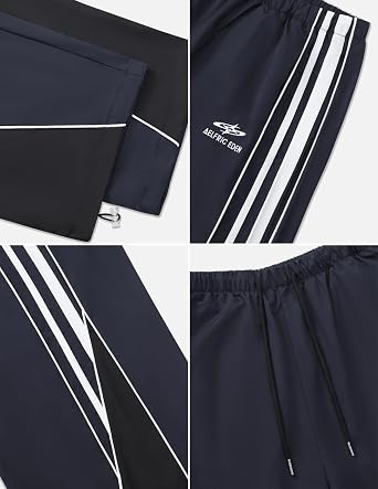 Aelfric Eden Womens Embroidery Patchwork Striped Track Pants Unisex Baggy Sweatpants Wide Leg Drawstring Y2K Pants