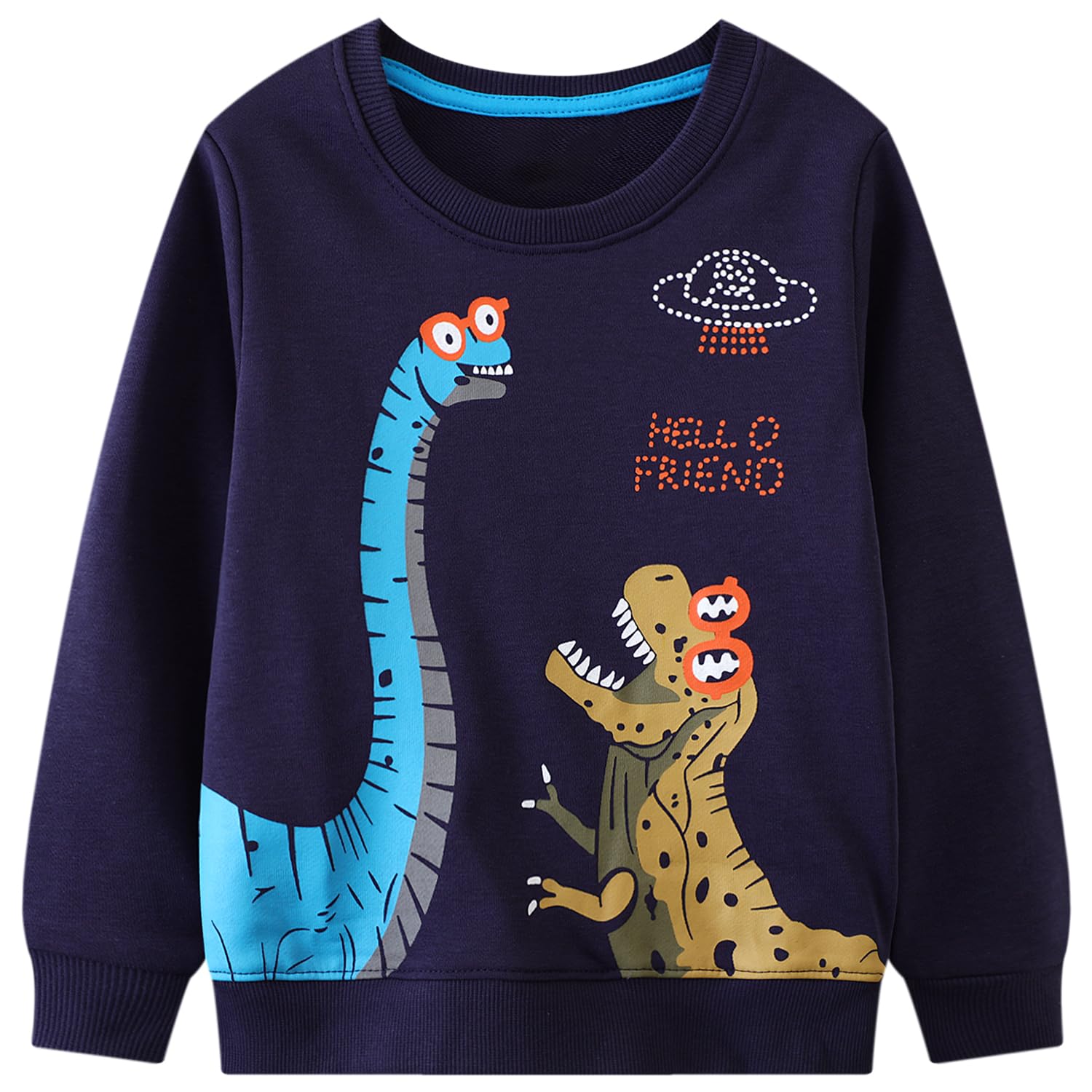 Bumeex Toddler Boys Crewneck Sweatshirts Cotton Long Sleeve Shirt Tops 2-7Y