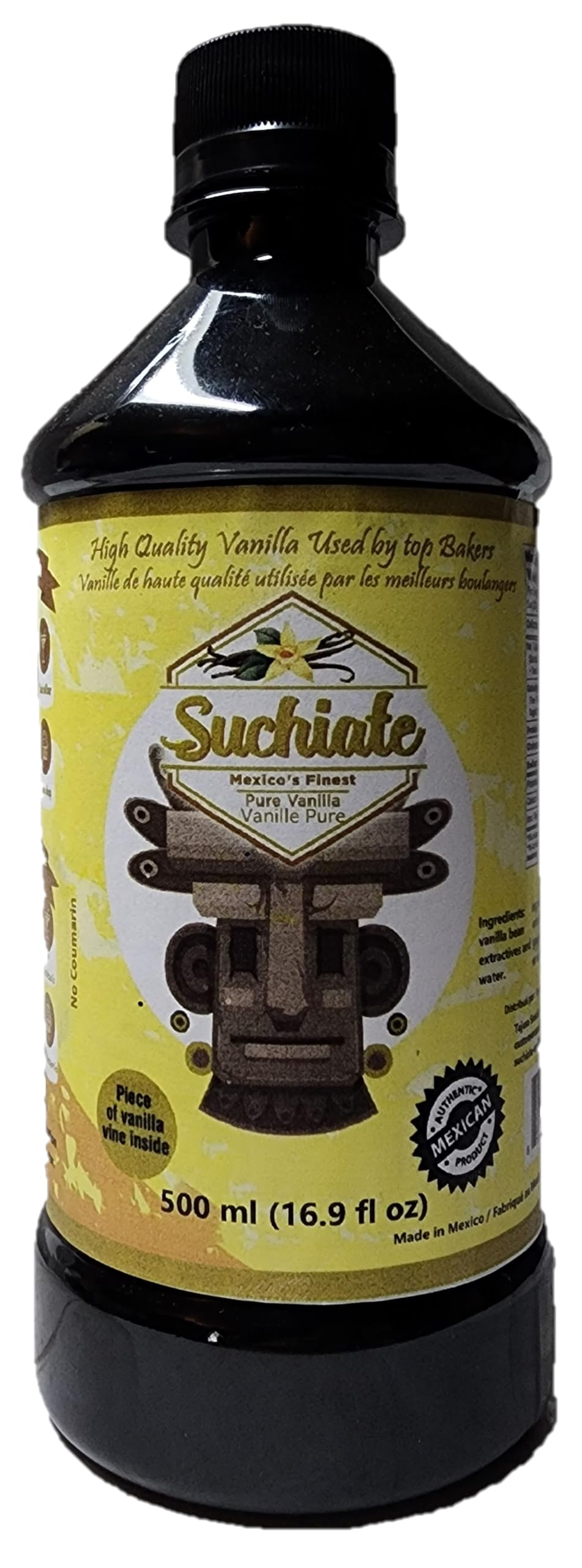 Suchiate Pure Vanilla | Mexican Vanilla for Baking and Desserts | Made with Real Vanilla Bean | Vainilla Mexicana Buena 16.9oz (500 ml)