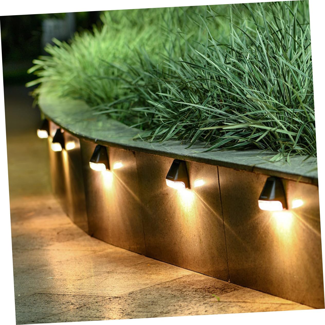 Lampada Solare da Parete Esterna 4pezzi LED Ip65 Nero | Abs e Pp, Batteria Integrata 1,2v 300mah, per Aree Verdi e Prati, Uso a Muro