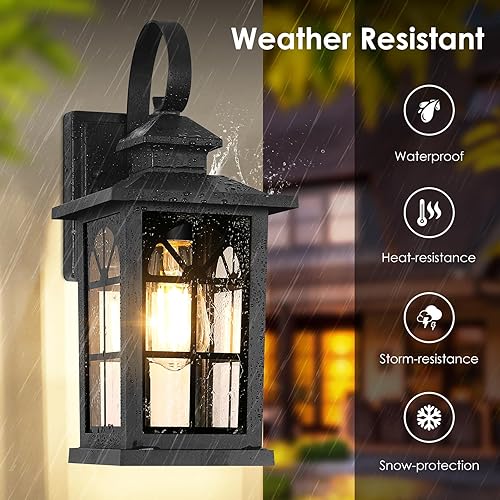 Miniatura 3 de Paquete de 2 lámparas de pared para exteriores del anochecer al amanecer, accesorios de iluminación exterior de aluminio para montaje en pared,