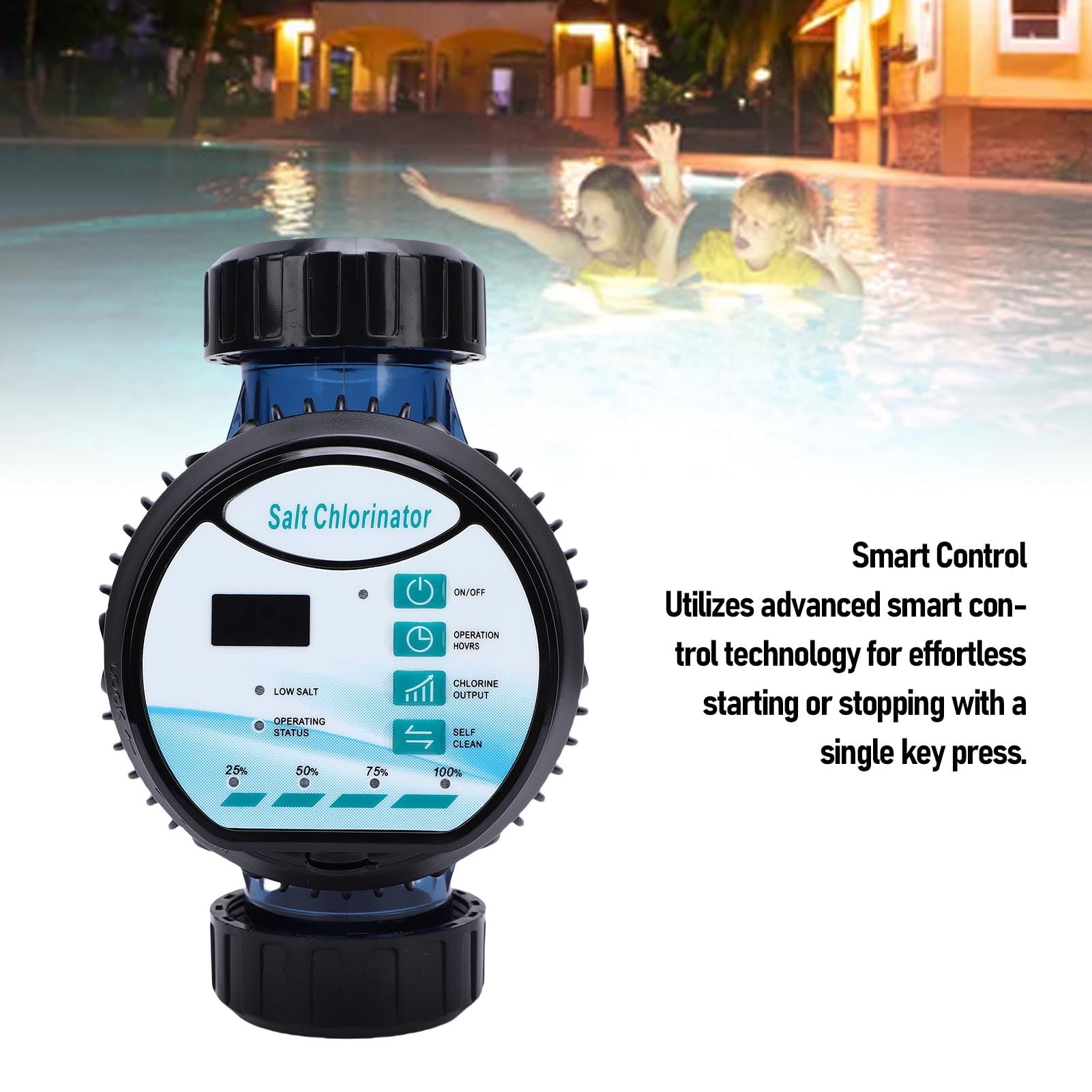 Yctze Clorador Salino 10g/ Control Self Pool Salt Cl Gener Clorador Salino, Generador Sal Cl, Generador Sal Piscina, para Piscina 45m³, Autoclorador