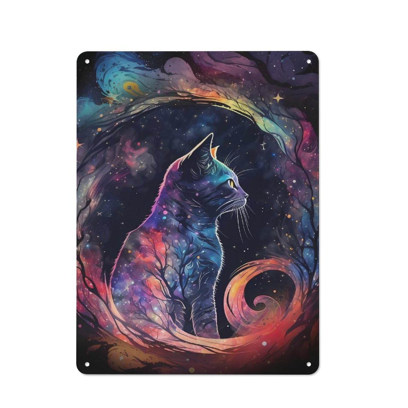 Junmoney Interstellar Kitties Rustic Metal Wall Decor 40X30cm, Rustic Metal Sign For Farmhouse Kitchen, Pantry Or Dining Area