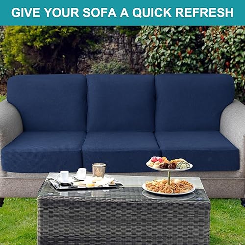 Miniatura 7 de LiveGo Funda de cojín para sofá de patio, impermeable, de repuesto, para muebles de patio, fundas de asiento de silla, protector suave y flexible