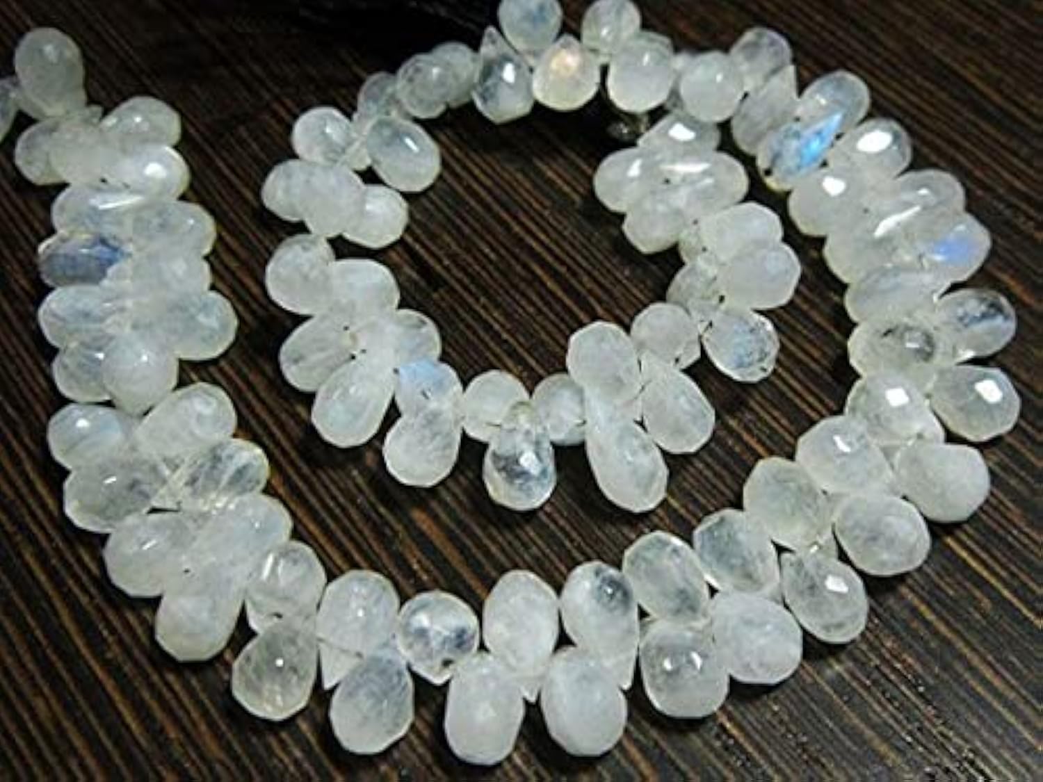 Faceted Tear Drops Rainbow Moonstone pierres de lune facettées 7"