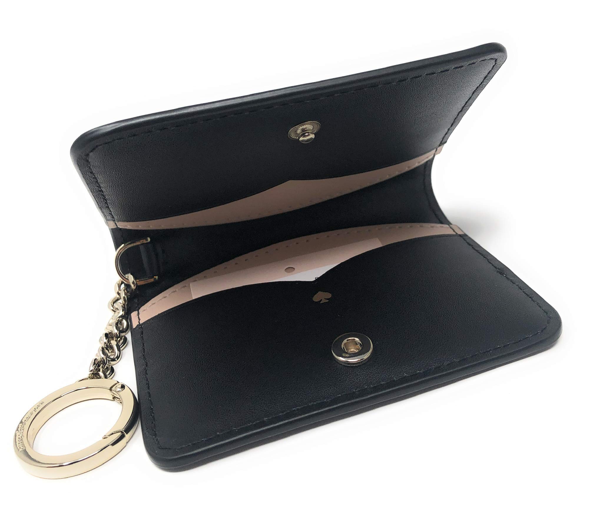 Slim Bifold Card Holder Case Wallet Key Ring Chain Black