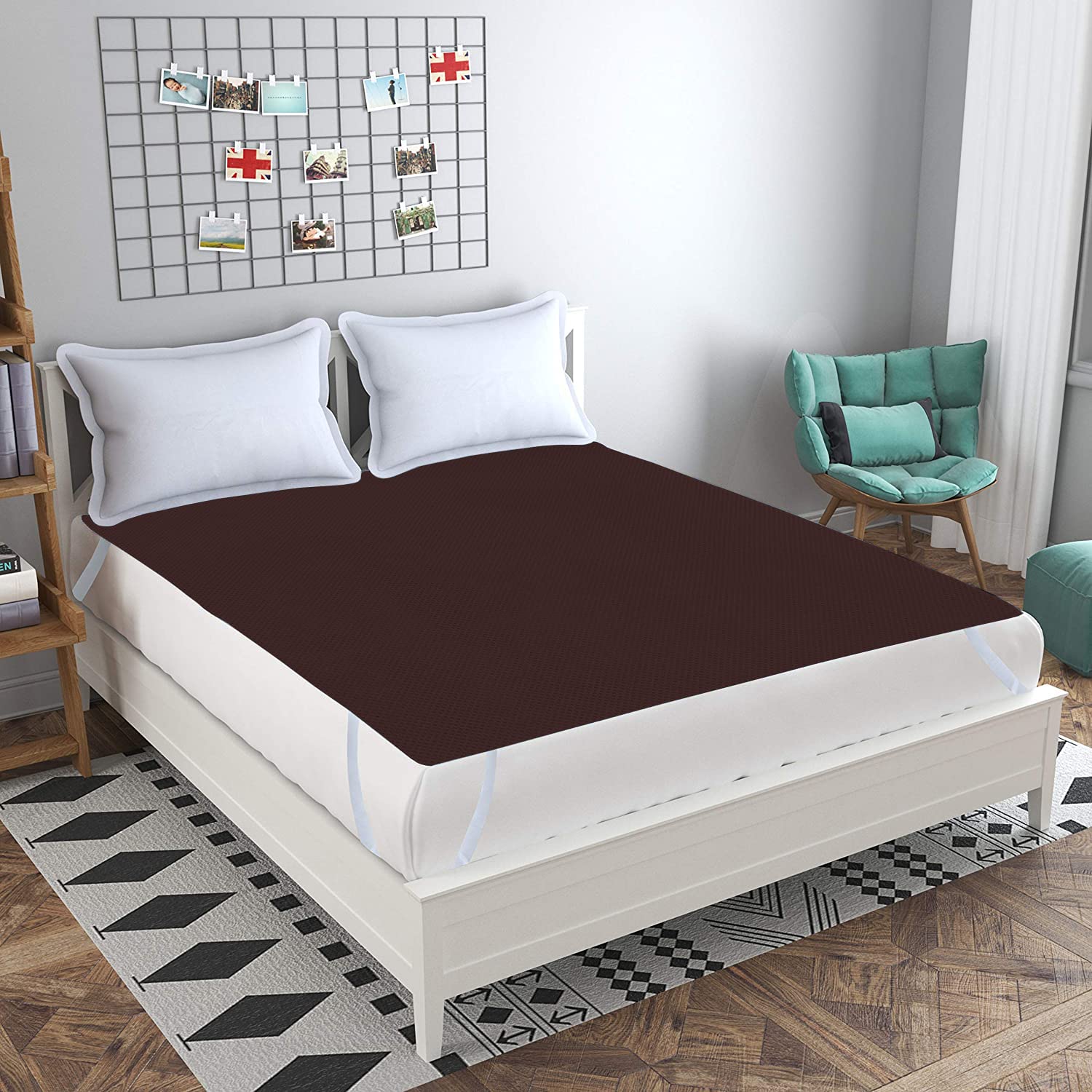 HomeStore-YEP™ Nonwoven Waterproof King Size Mattress Protector Sheet with Elastic Straps, Color Coffee, Size 78"x72"-picture-13