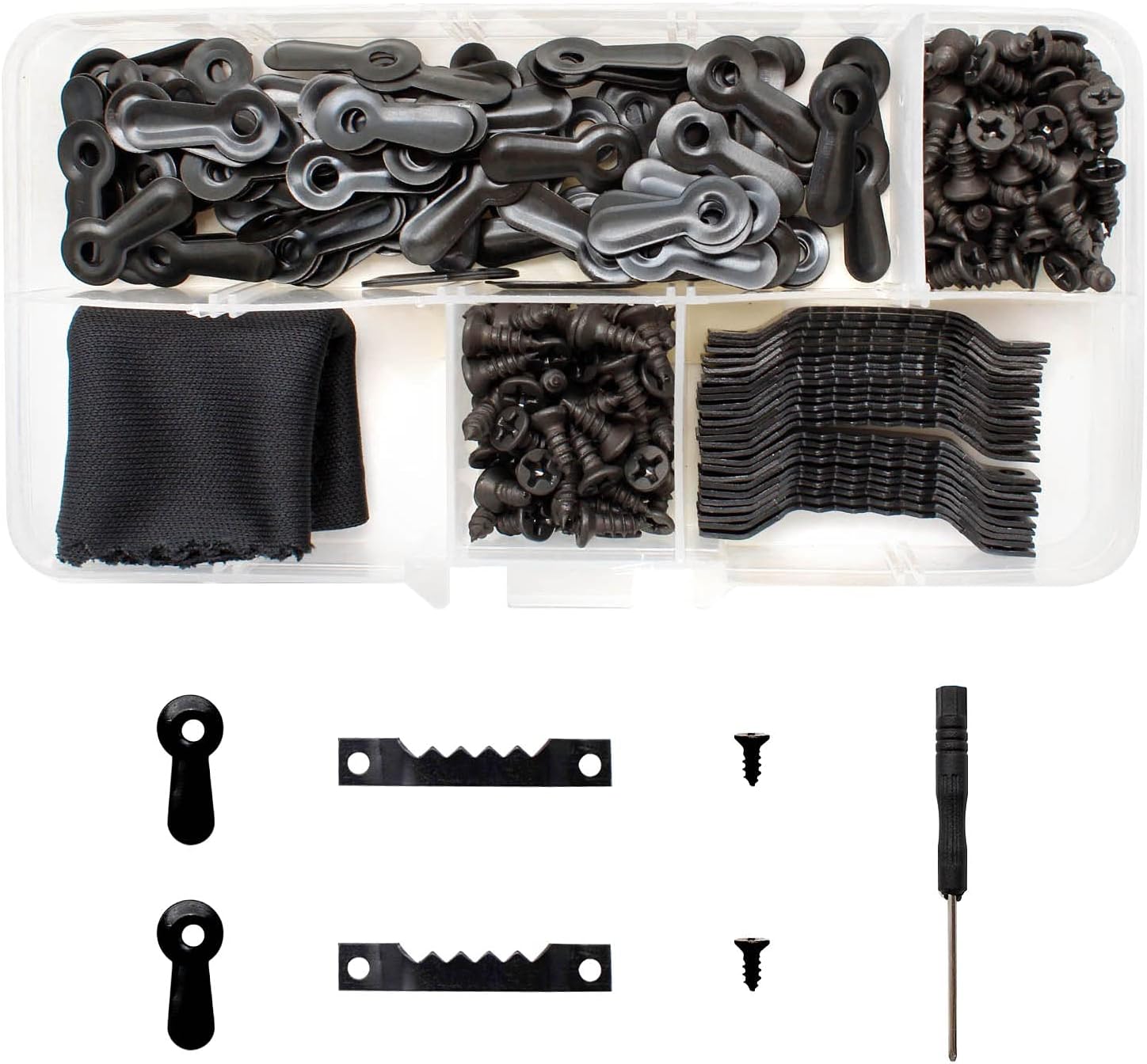 MYLERCT 277 Pcs Sawtooth Picture Frame Hangers Set, Picture Hooks Hanging Kit with Picture Frame Sawtooth Hangers, Back Plate Gasket, Screws, Screwdriver, Cleaning Cloth
