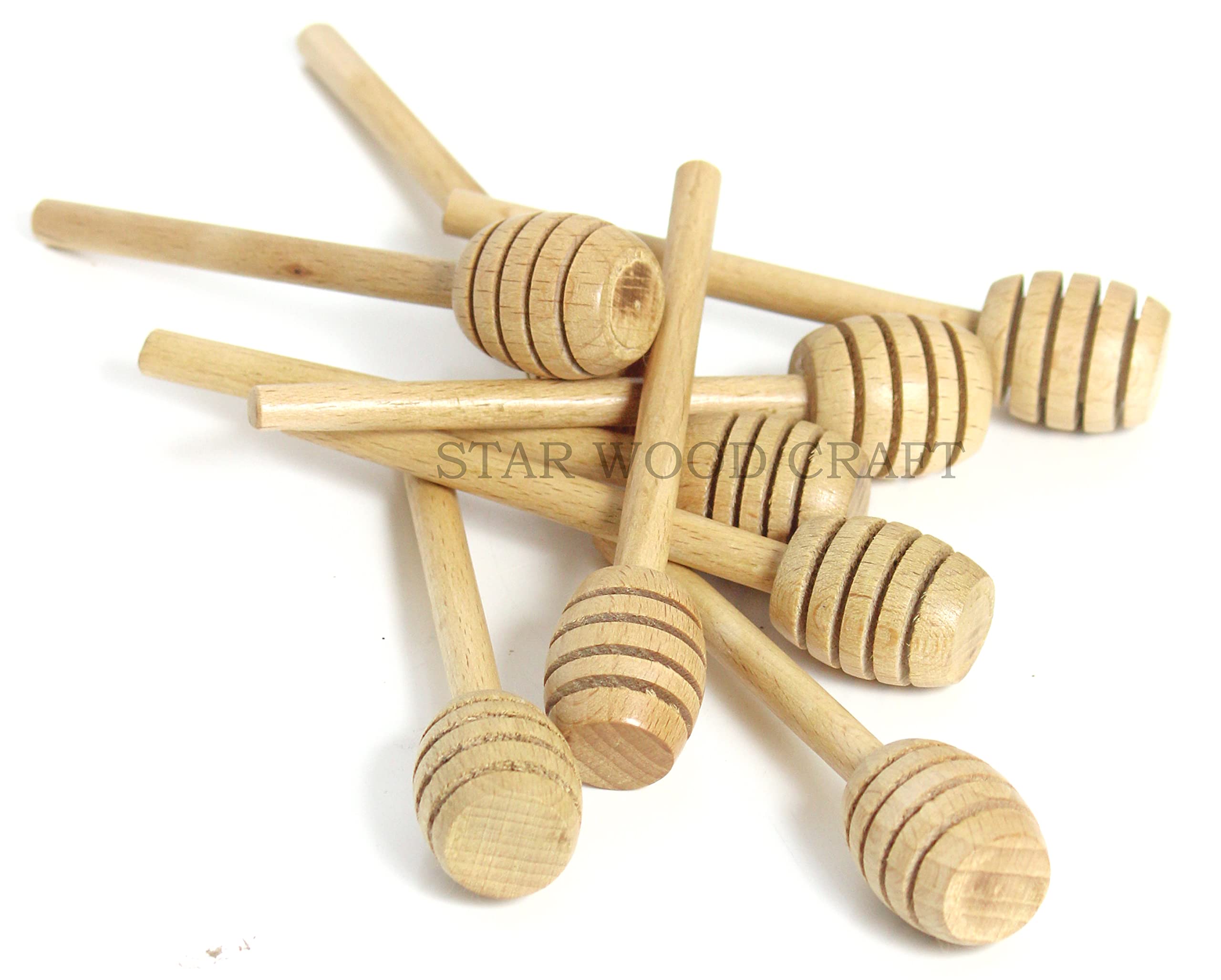 Artist International ™ Pack of 12 Handmade Wooden Honey Dipper Stick Individually Wrapped Perfect for Wedding Shower Party Favors Honey Jar Spoon Or Honey Wands Mini Premium Wooden 4 Inch