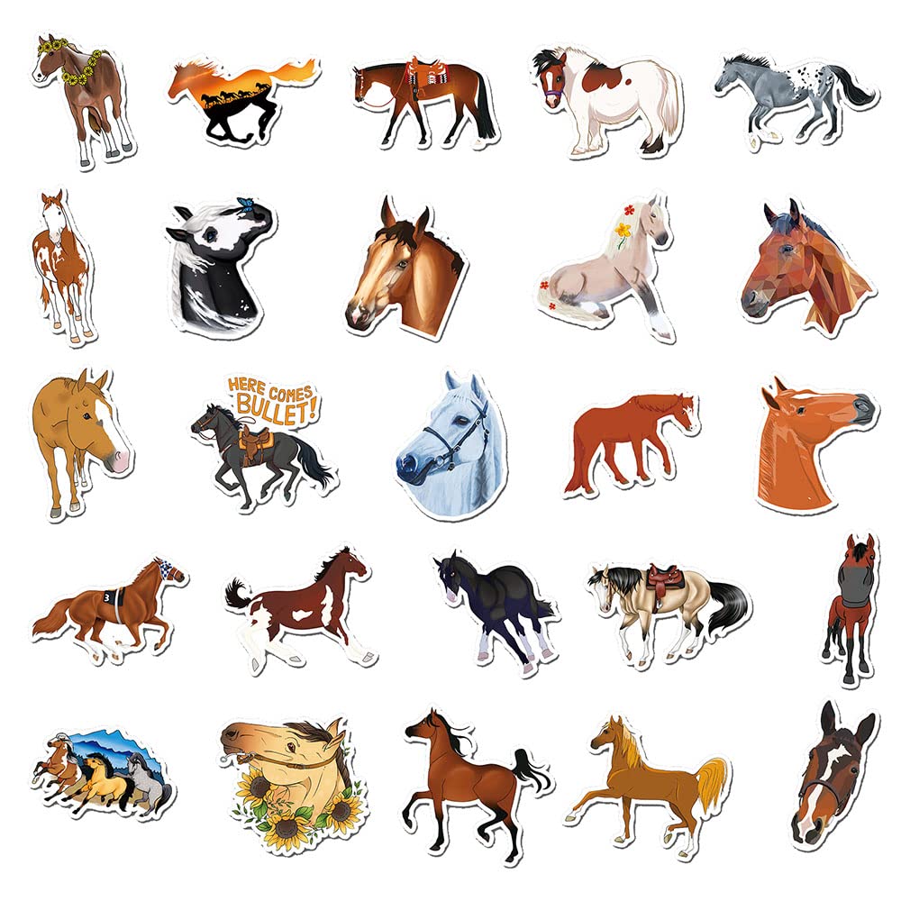 Cartoon Horse Vinyl Stickers, 50 PCS Waterproof Animal Decals for Laptops Scrapbooking, Notebooks, Water Bottles, Suitcases - Image 3