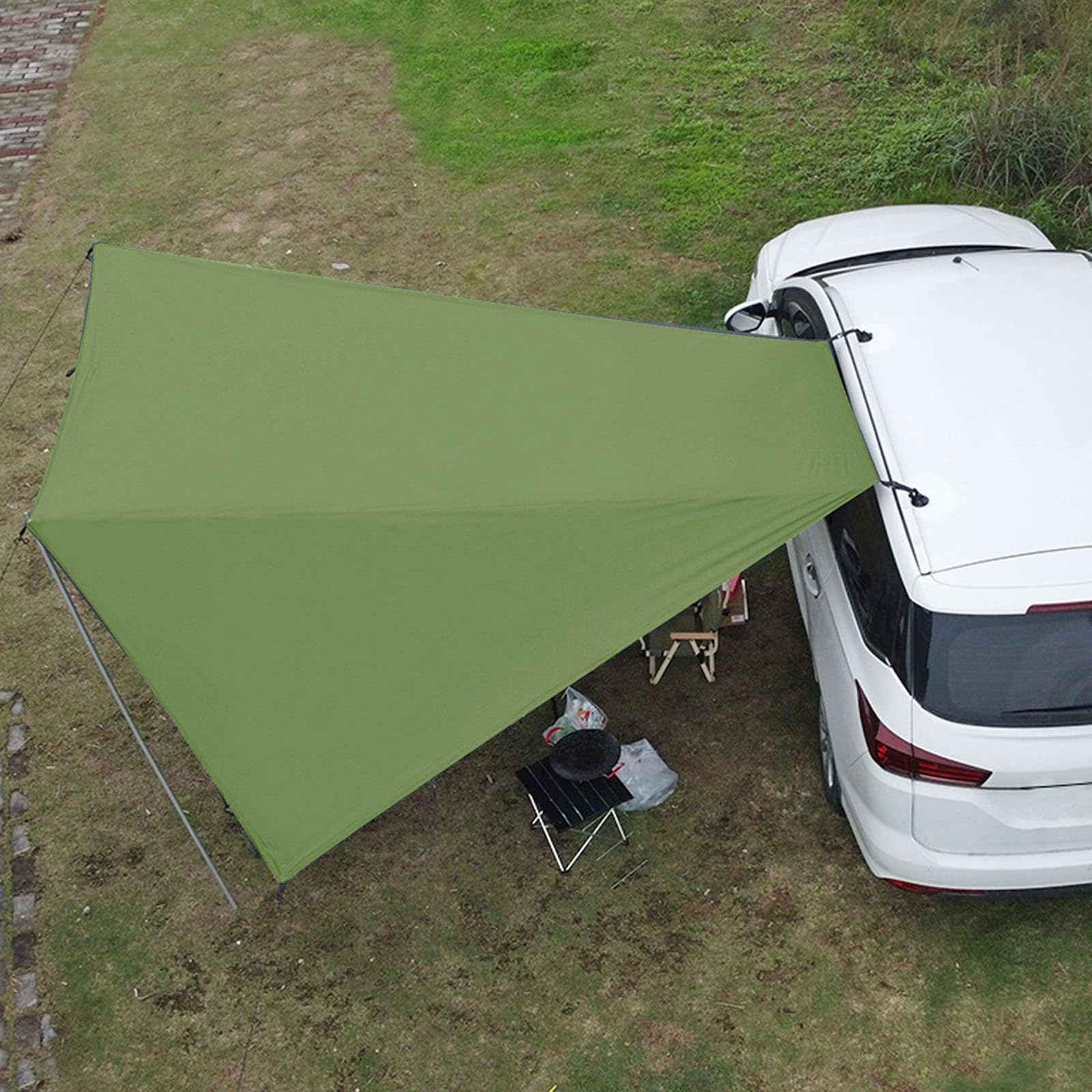 Toldo para Coche, Universal Toldo para Portón Trasero de Coche 380x280cm, Impermeable Toldo Parasol Coche para Auto, SUV, Camping (Verde)