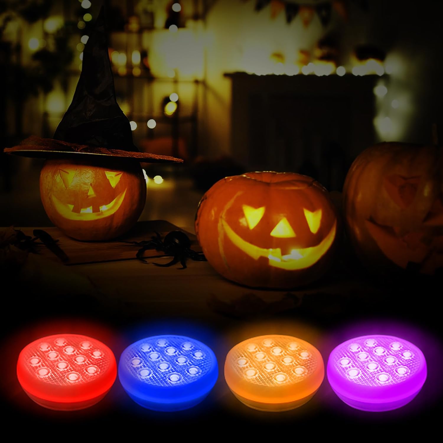 TEPENAR Rechargeable Pool Lights with Remote: (4 Pack) Submersible Led Light IP68 Waterproof 16 Color Changing Floating Underwater Hot Tub Lights with Magnet for Pond Bathtub Christmas Decoration