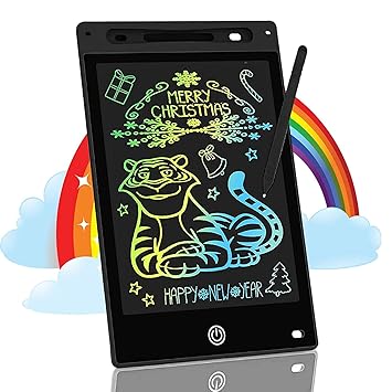 Trendy 12 inch Colorfull Letters Reusable Portable LCD writting Pad, Drawing Tablet Board Educational Toy for Kids and Student Light Screen, Black (Colours May Very)