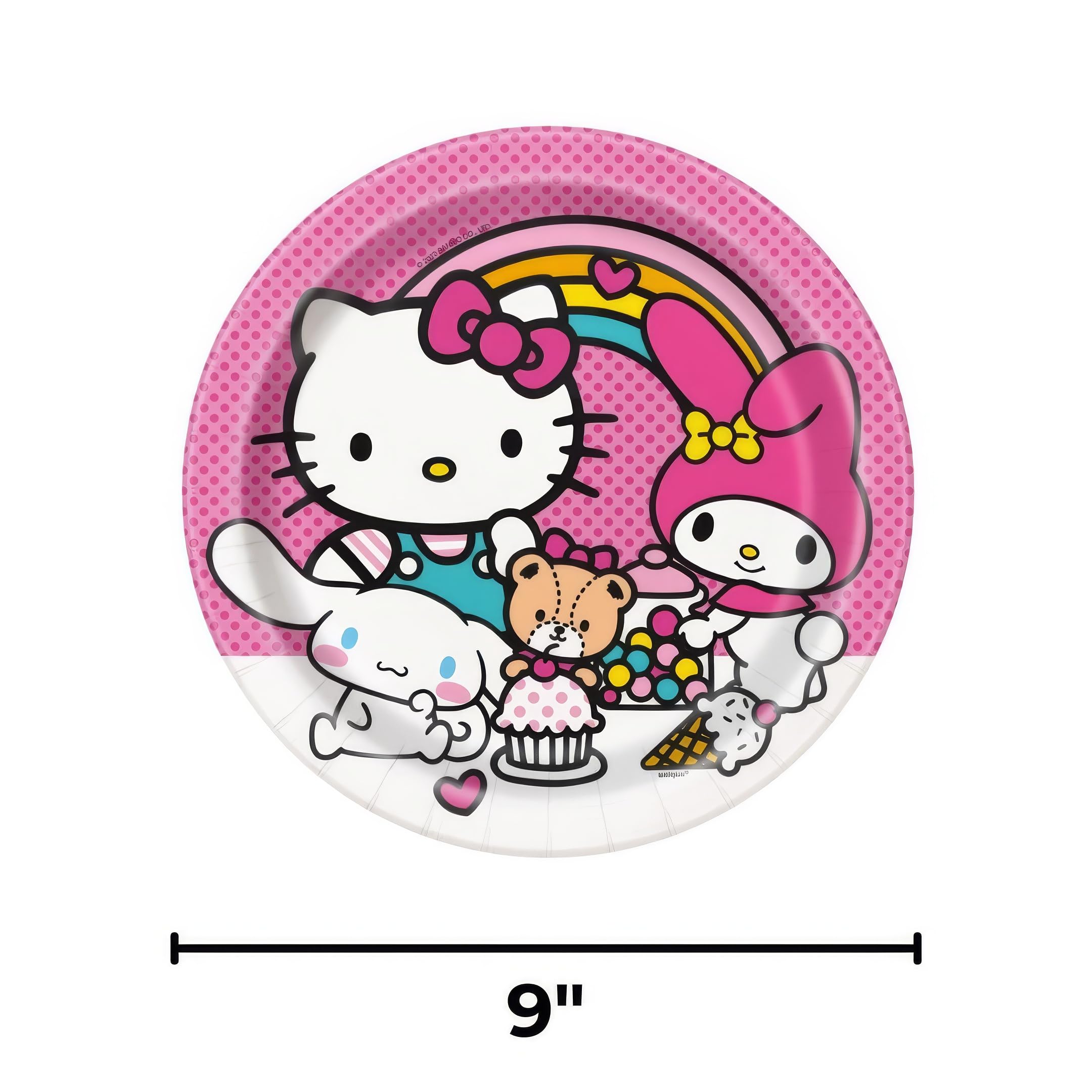 Unique Pink & White Hello Kitty & Friends Round Paper Dinner