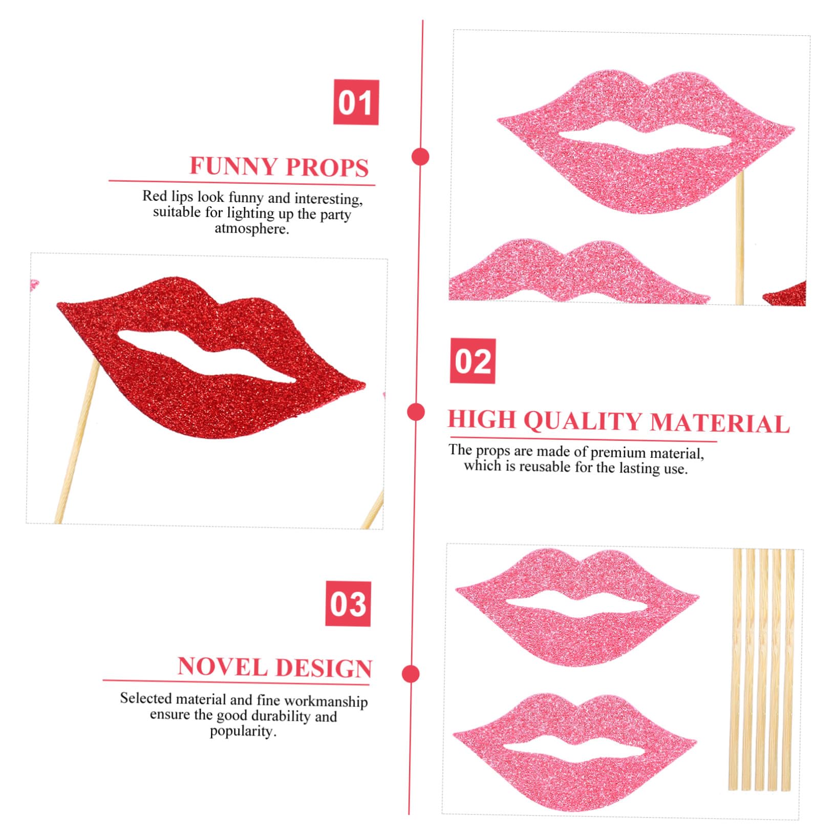 2 Sätze Teiliges Rote Und Pinke Lippen Foto Requisiten Aus Papier Für Party Aufnahmen Fotokabine Geburtstag Hochzeit Lustige Festival Deko 40 Stück * 2