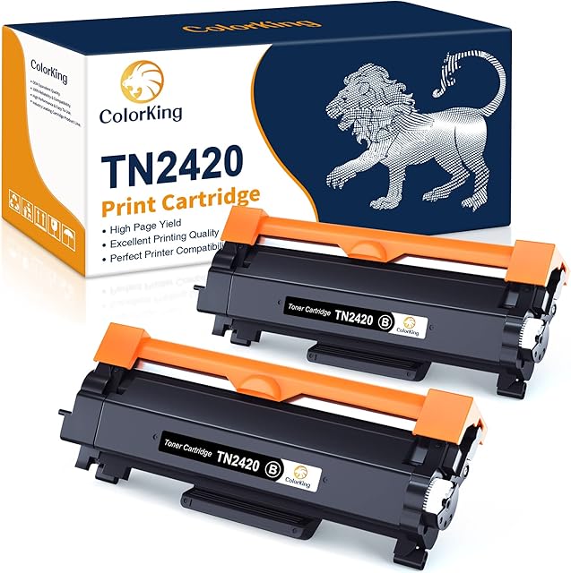 TN2420 TN-2420 Toner Cartridge ColorKing Compatible Replacement for Brother TN-2410 TN2410 for HL-L2350DW MFC-L2710DW MFC-L2730DW MFC-L2750DW HL-2310D HL-L2370DN HL-L2375DW DCP-L2530DW (Black, 2-Pack)