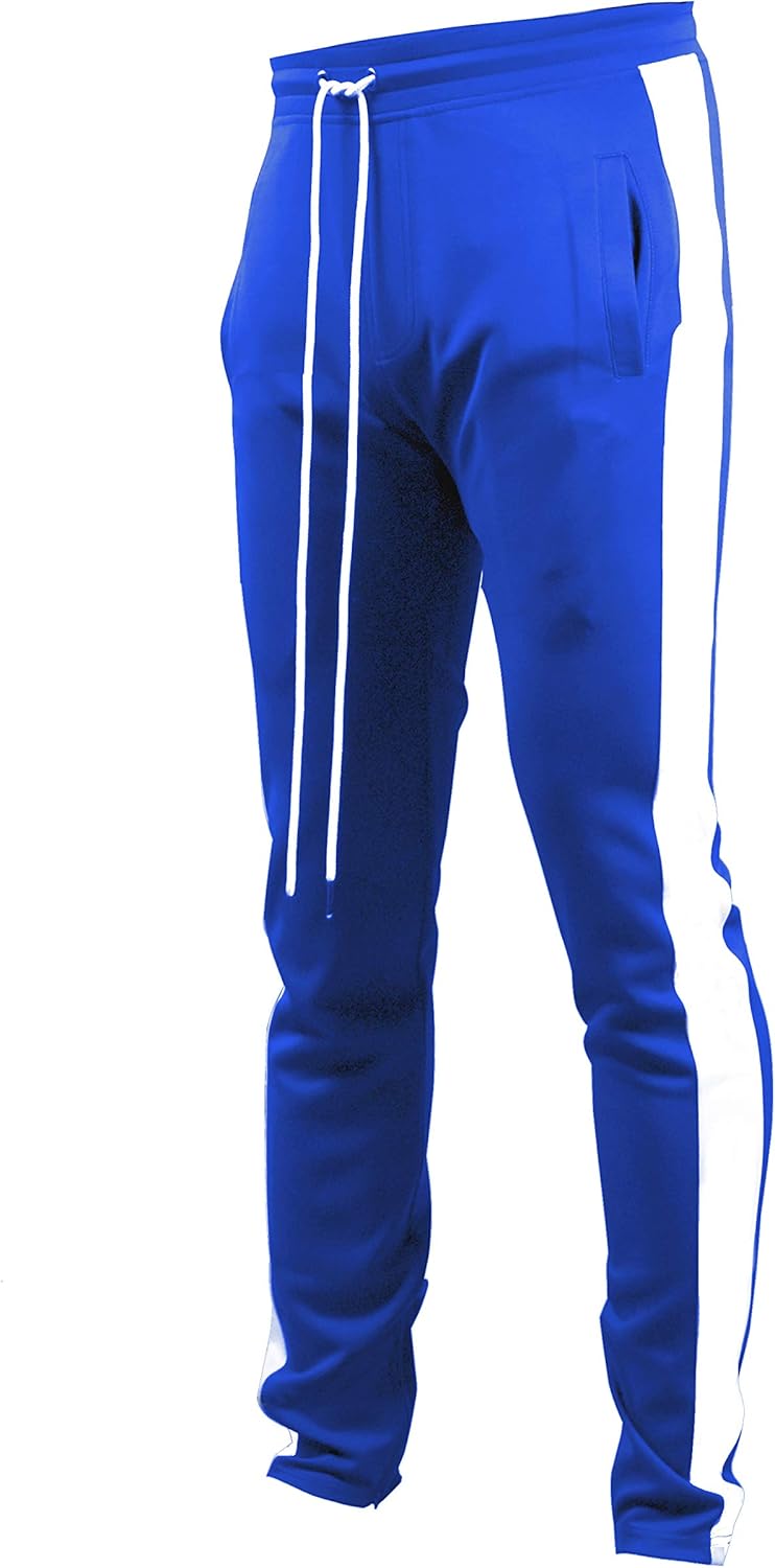 SCREENSHOT Men's Premium Fitness Warm-up Slim Fit Classic Track Pants Winter S41707-Royal-Medium - Image 4