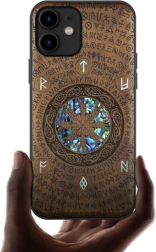 Carveit Funda protectora de madera de diseñador para iPhone 11 grabado de madera e incrustaciones de carcasa compatible con iPhone 11 (El Vegvisir