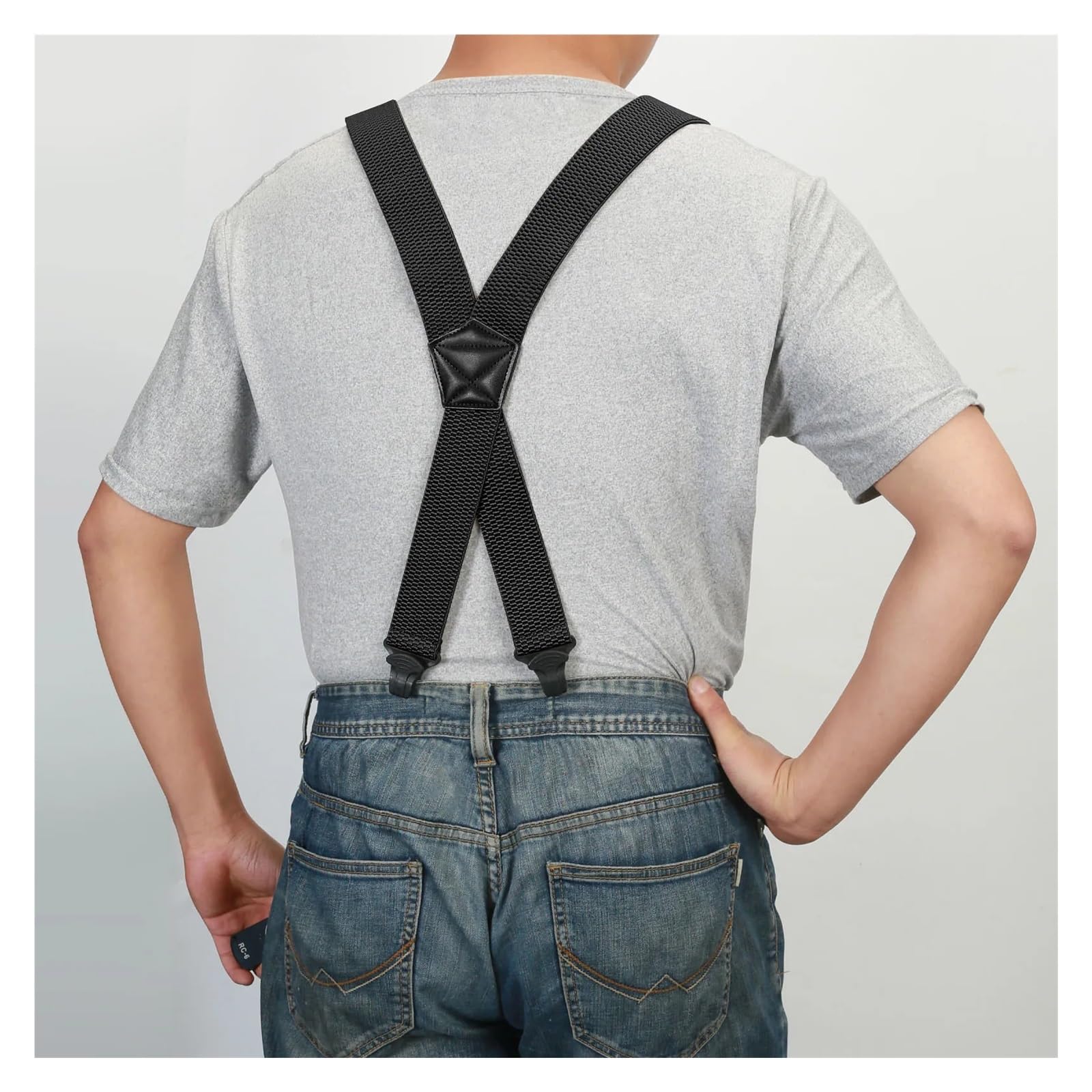 2 Stück Herren-Hosenträger for schwere Arbeit für Männer und Damen | 3,8 cm breiter X-Rücken mit 4 Greifverschlüssen aus Kunststoff, verstellbare elastische Hosenträger