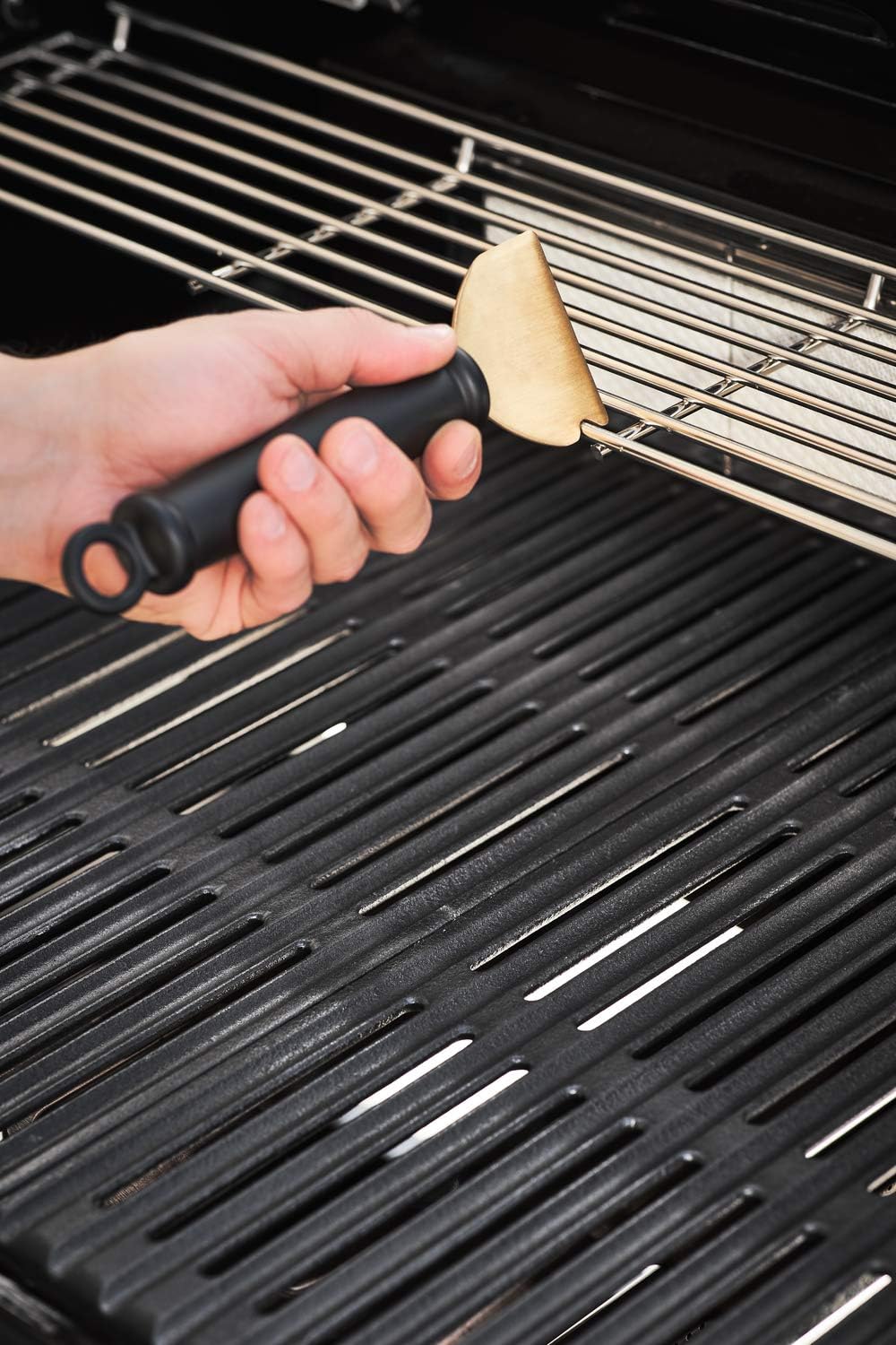 Rösle Universalschaber Scrap X Barbecue Scraper with Two-Sided Blade, Black/Brass Colour