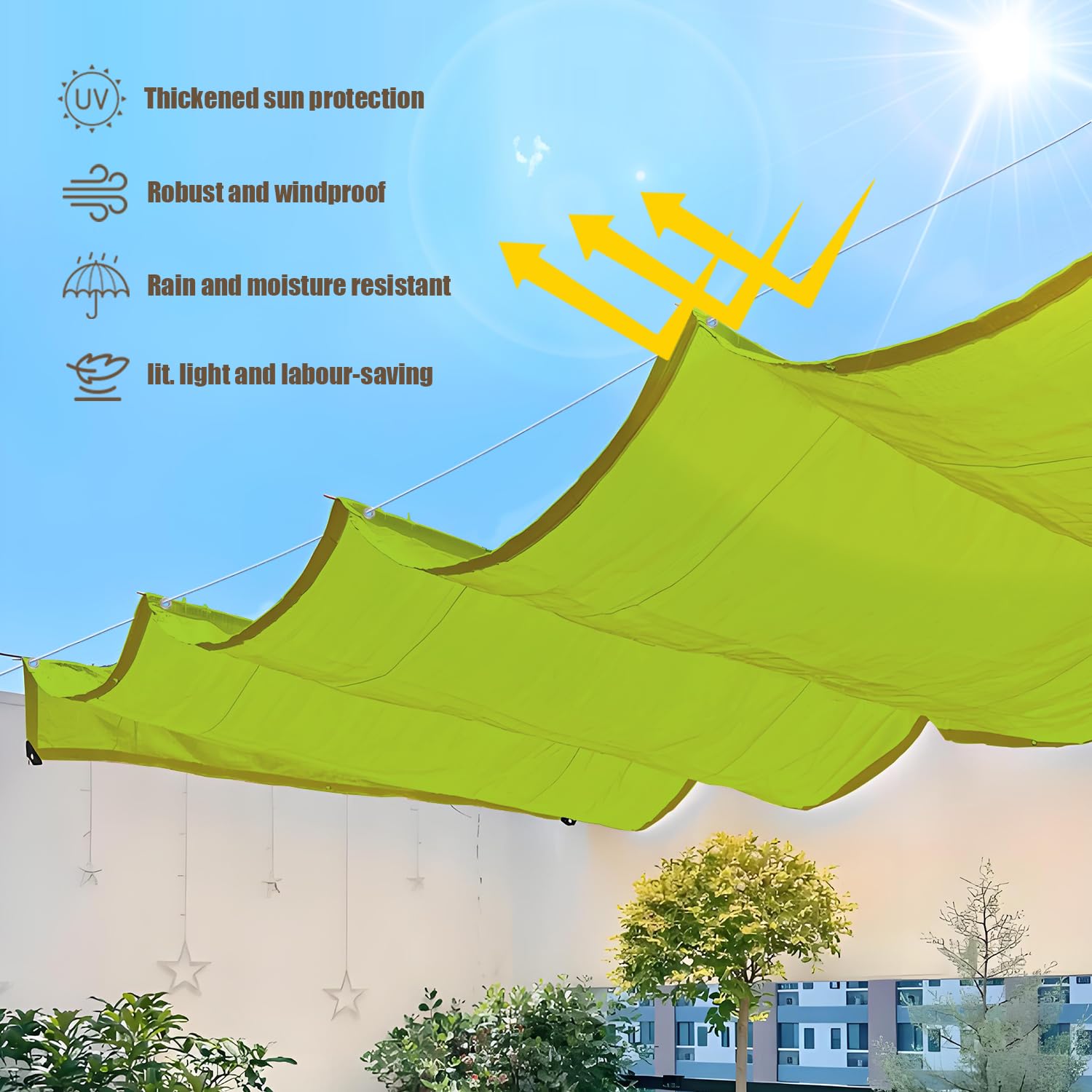 Copertura impermeabile regolabile UV Protect e Sail retrattile 1.3x per Pera Garden Outdoor Sune Sn - Bianco
