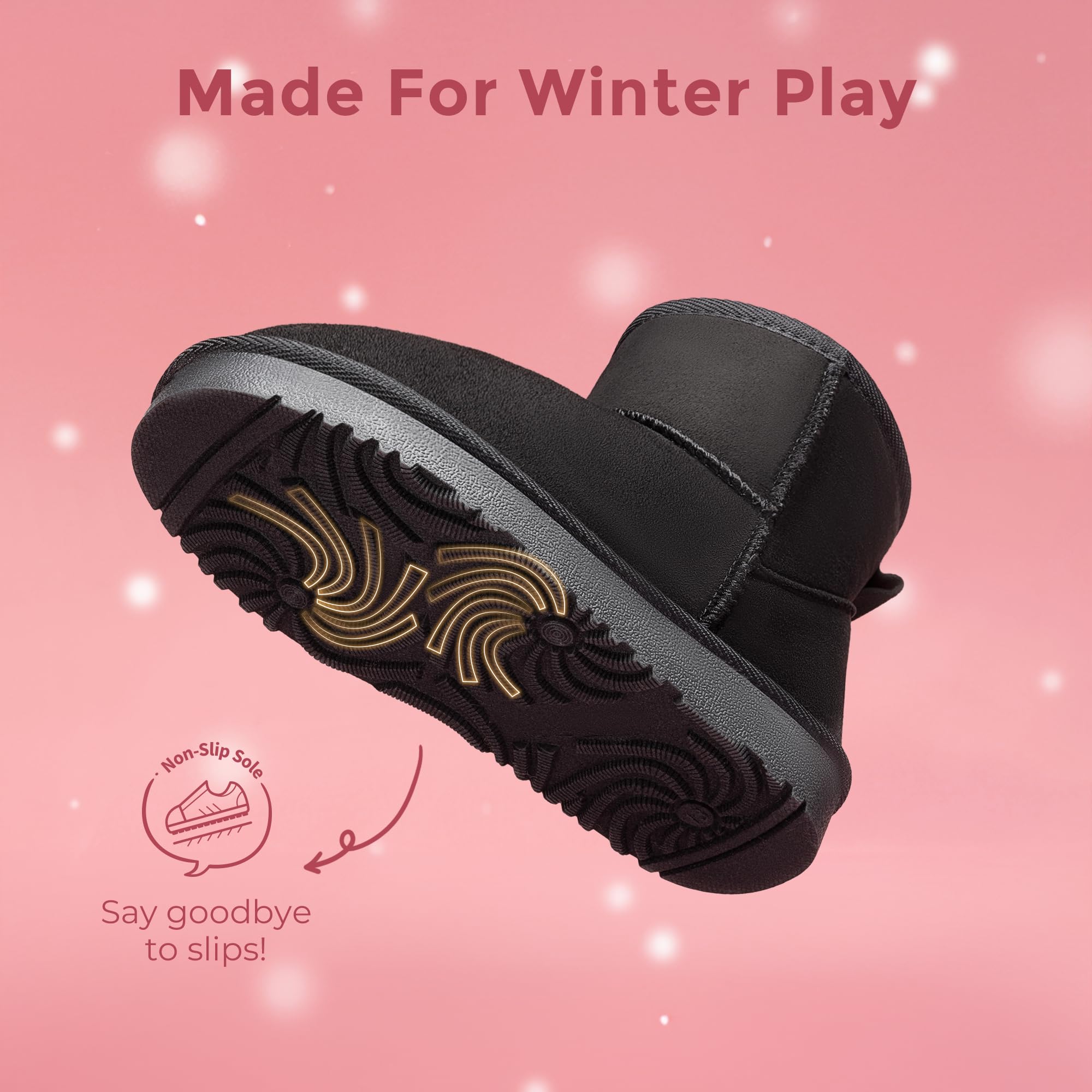 DREAM PAIRS Dziewczęce buty chłopięce dziecięce zimowe buty śniegowe z podszewką ze sztucznego futra FuzzyClassic dziecięce niskie buty dla małego dziecka / małego dziecka / dużego dziecka | Ciepłe krótkie botki śniegowe antypoślizgowe dla małego dużego d