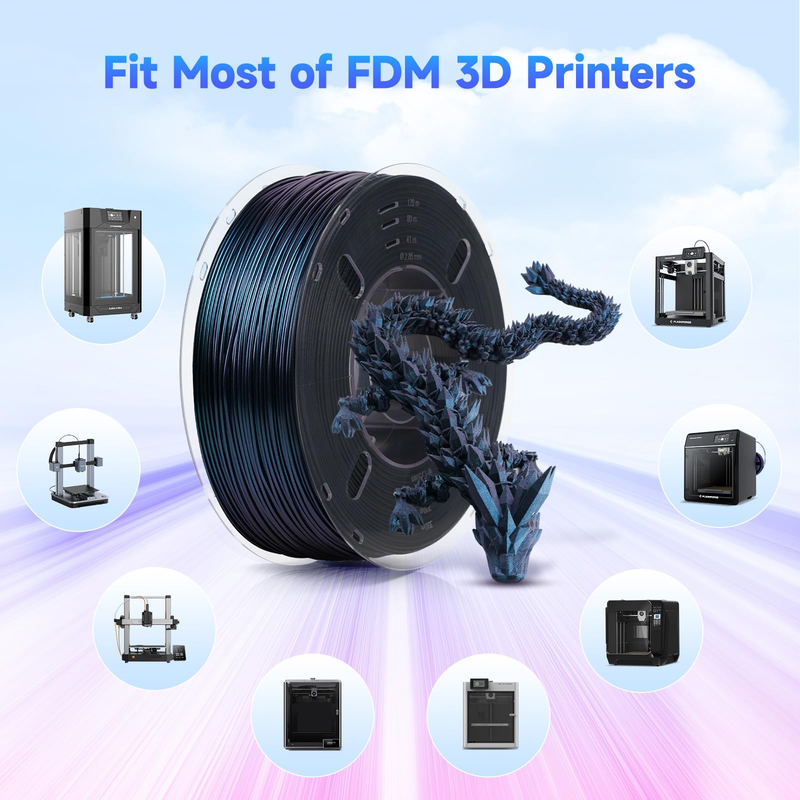 Filamento PETG de alta velocidad de 1.75 mm, titanio quemado, filamento de impresora 3D de alta dureza, PETG rápido para impresión rápida y de alta precisión, filamento de impresión 3D