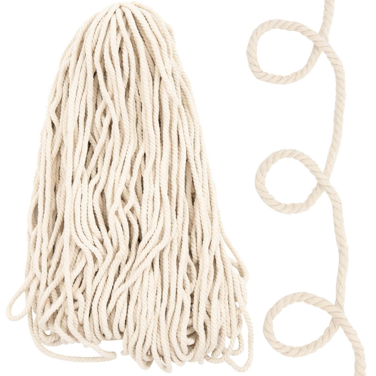 KOMBIUDA Baumwollseil Rolle – 7500 Cm Lang, 0,6 Cm Dick, Beige, Für DIY, Makramee, Pflanzenaufhänger & Wanddekoration