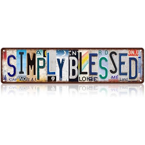 TREEPERI Vintage Simply Blessed Street Sign Wall Decor Metal Tin Signs for Bar Home Bedroom Garage