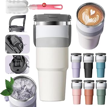 Stainless Steel Tumbler, Water Bottle with Straw, Lid Included, Insulated Tumbler, Handle Included, Large Capacity, Water Bottle, Straw, Stainless Steel Bottle, Vacuum Insulated, Double Layer, Wide
