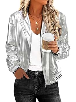 ◆完売品◆ Silver Jubilee Jacket (L) BUMP Amazon.com: FEMLE Women Silver Metallic Holographic Glitter