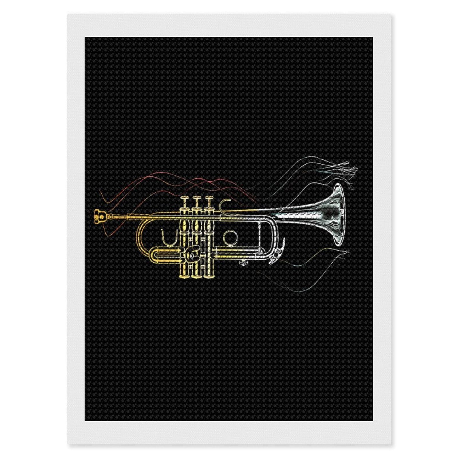 Nclqvjxzkhw Style Trumpet Diamond Art Painting For Adult Round Diamonds Pictures Arts Crafts Home Wall Decor 12"X16"