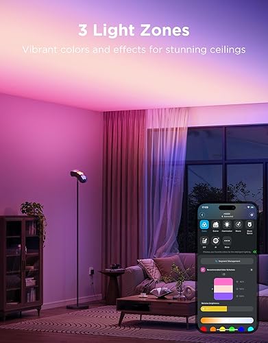 Miniatura 2 de Govee Torchiere - Lámpara de pie con materia, compatible con Alexa, RGBIC lámpara de pie blanca fría cálida con 77 modos de escena, sincronización