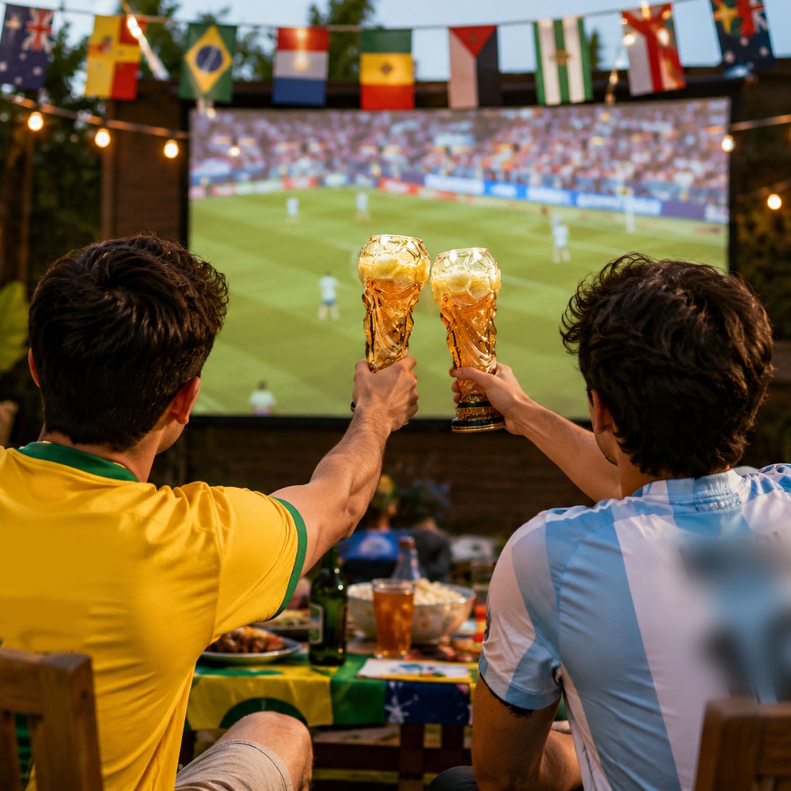 Bocguy Verre a Biere Coupe du Monde, 500ml Football Verres a Biere, WM Tasse à Bière pour Regarder des Matchs de Football et des Fêtes(Revêtement de Couleur)